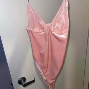 Pink velvet bodysuit